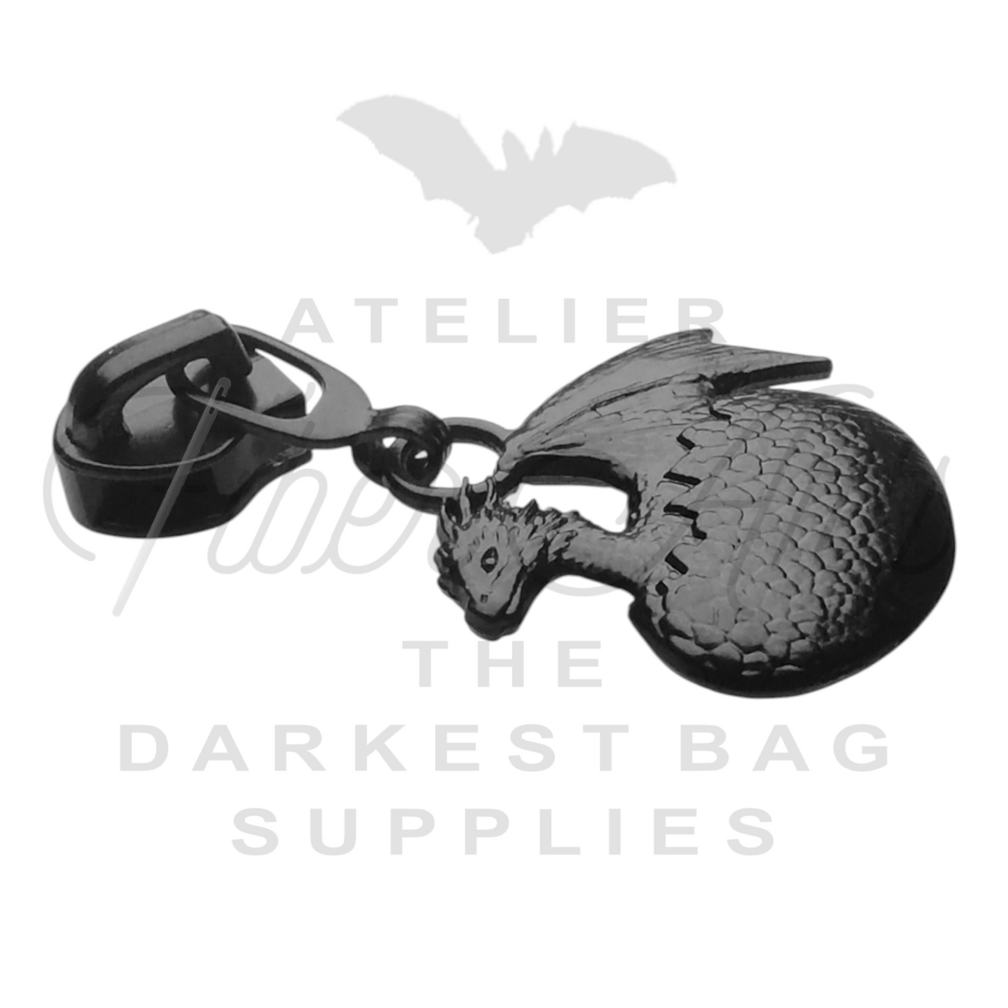 #5 Baby Dragon Zipper Pulls in Matte Black at Atelier Fiber Arts