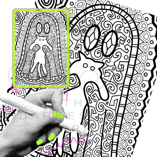 Colouring Page - Ghost Kitty at Atelier Fiber Arts