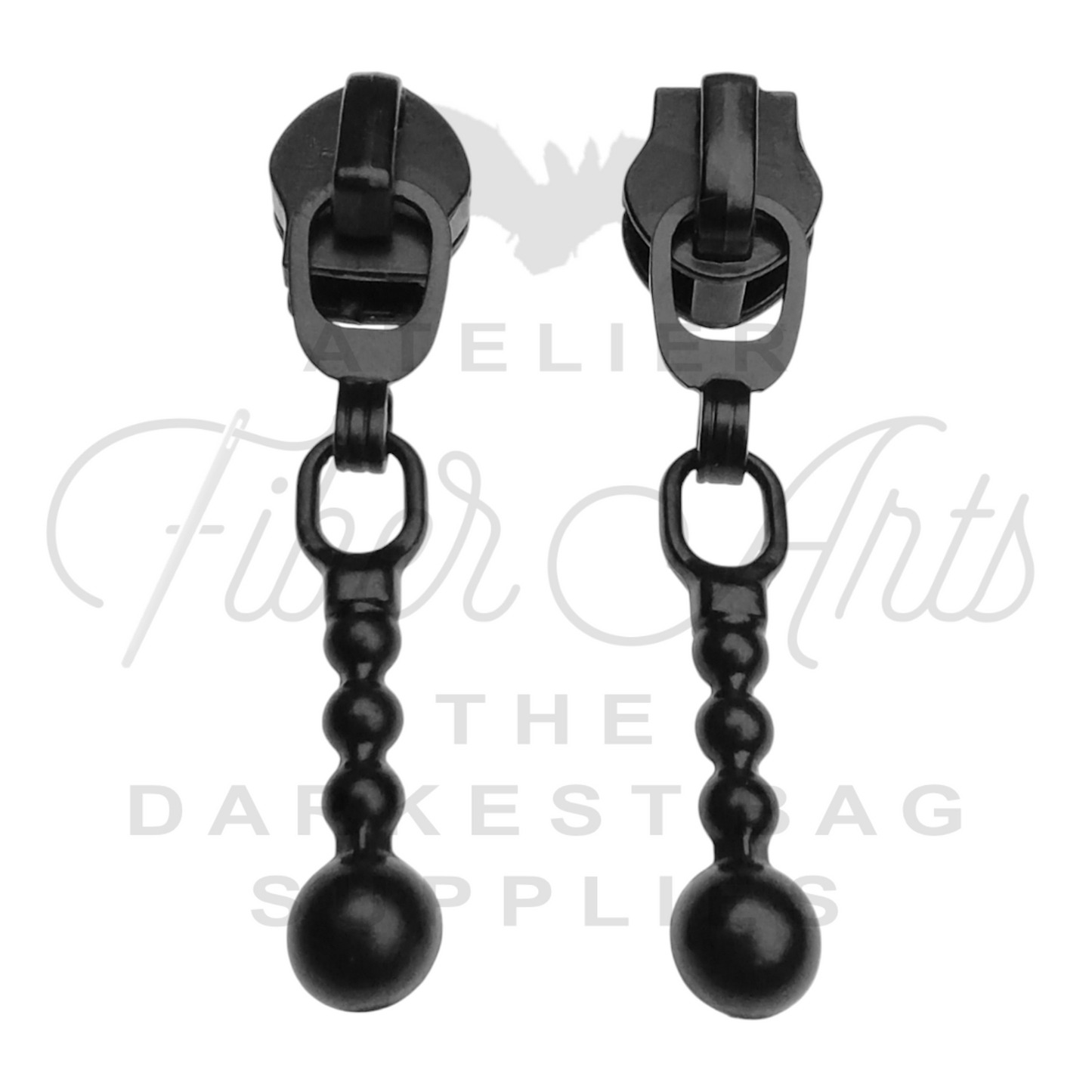 #5 Ball Chain Zipper Pulls in Matte Black at Atelier Fiber Arts