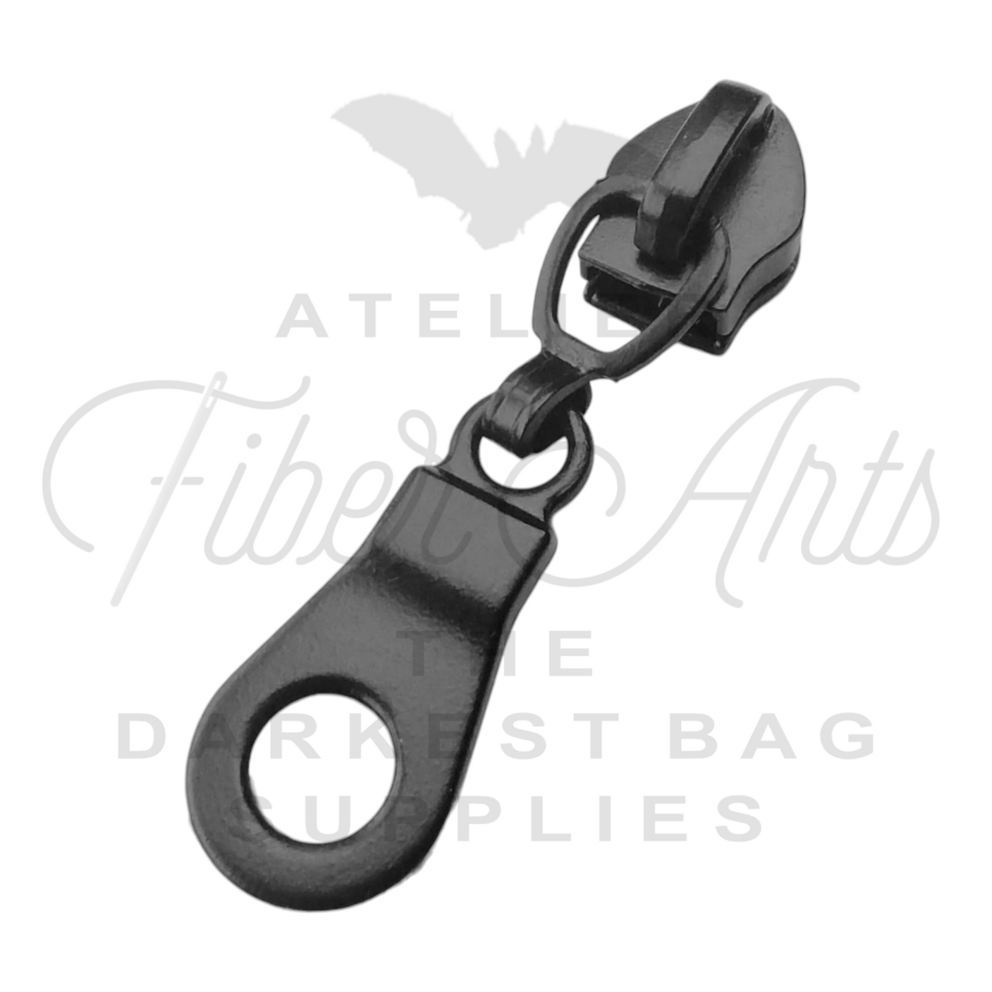 #5 Donut Zipper Pulls in Matte Black at Atelier Fiber Arts