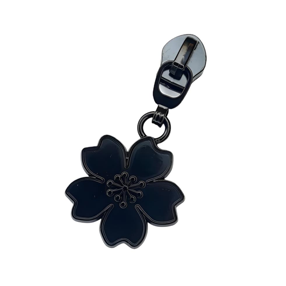 #5 Cherry Blossoms Zipper Pulls in Matte Black at Atelier Fiber Arts