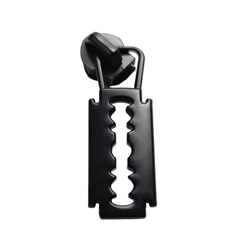 #5 Razor Blade Zipper Pulls in Matte Black at Atelier Fiber Arts