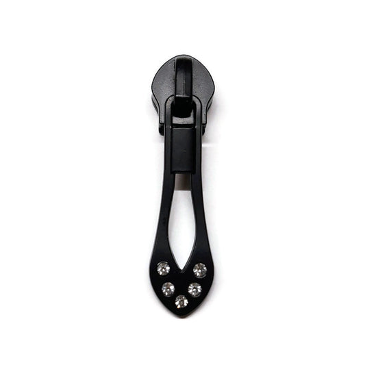 #5 Bedazzling Nylon Zipper Pulls in Matte Black - 3pcs Atelier Fiber Arts