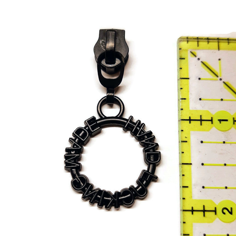 #5 Hand Ducking Made Zipper Pulls in Matte Black at Atelier Fiber Arts