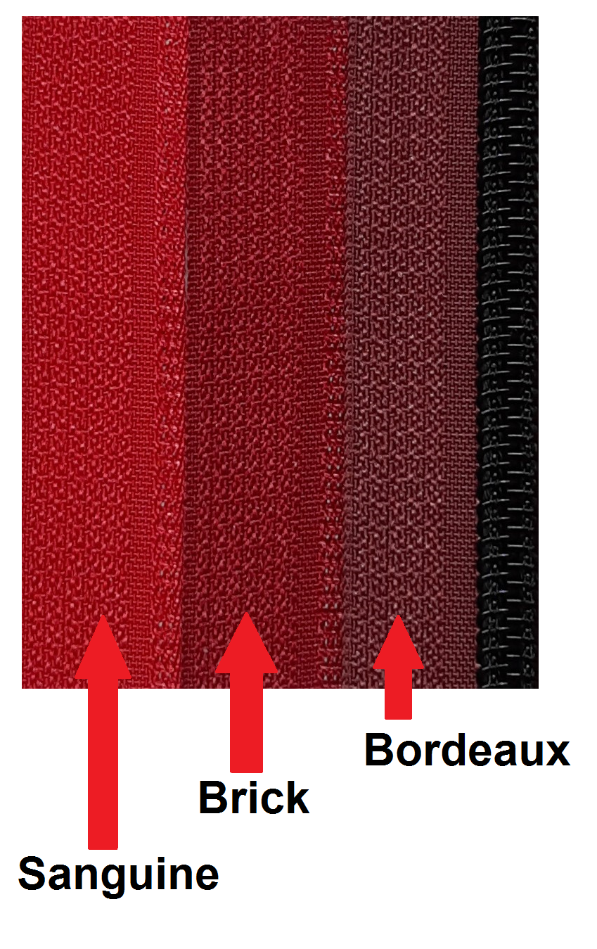 #5 Zipper - Brick Red - by the meter - Black Teeth at Atelier Fiber Arts