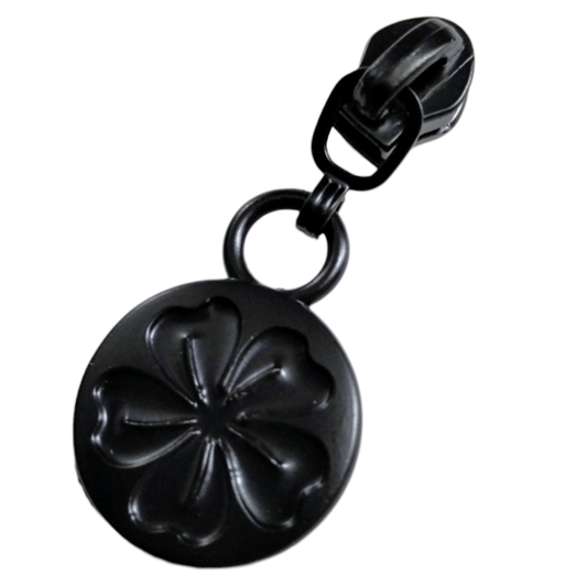 #3 Cherry Blossom Inlay Zipper Pulls in Matte Black at Atelier Fiber Arts