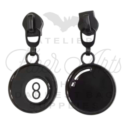COMING SOON #5 8-Ball Zipper Pulls in Matte Black and Enamel at Atelier Fiber Arts