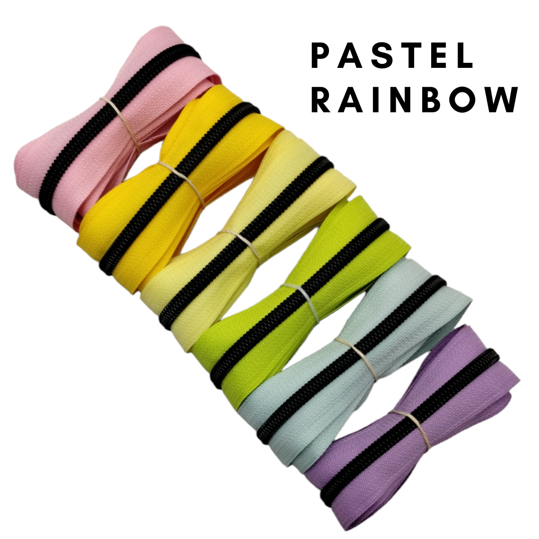 Zipper Bundle - Pastel Rainbow - 1m x 6 Atelier Fiber Arts