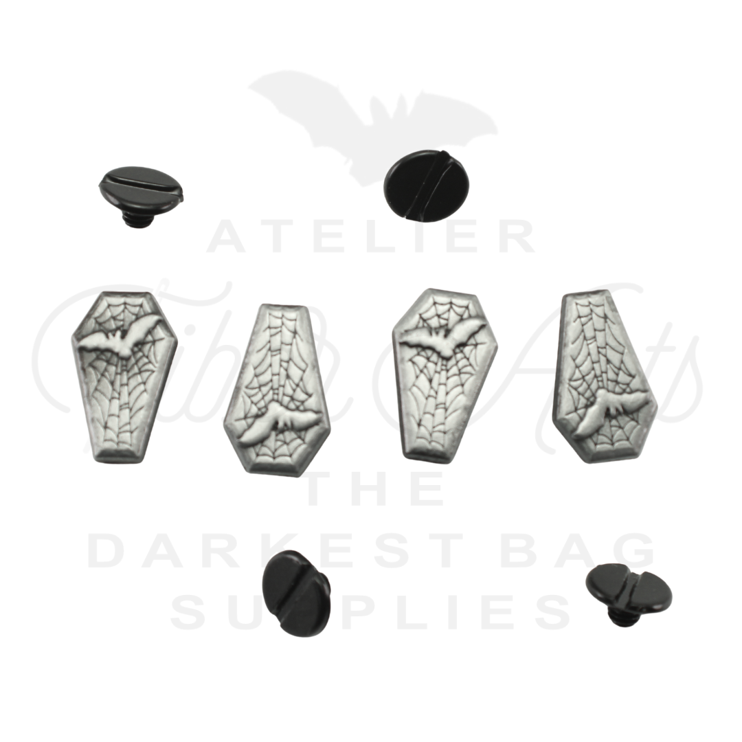 Bat Coffin Chicago Screws - Antique Steel - 4-pk