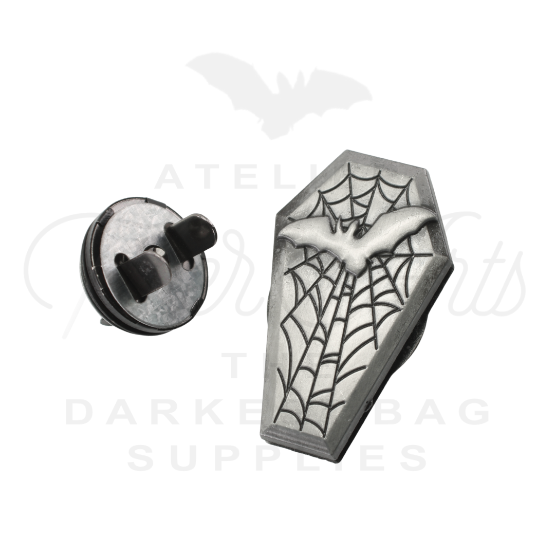 Bat Coffin Magnetic Snap in Antique Steel - 1 set