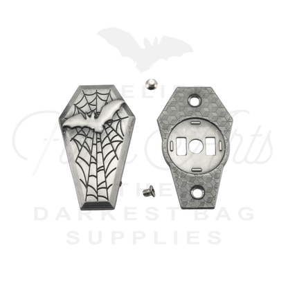 Bat Coffin Magnetic Snap in Antique Steel - 1 set