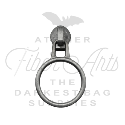 #5 Large Ring Zipper Pulls in Antique Steel at Atelier Fiber Arts