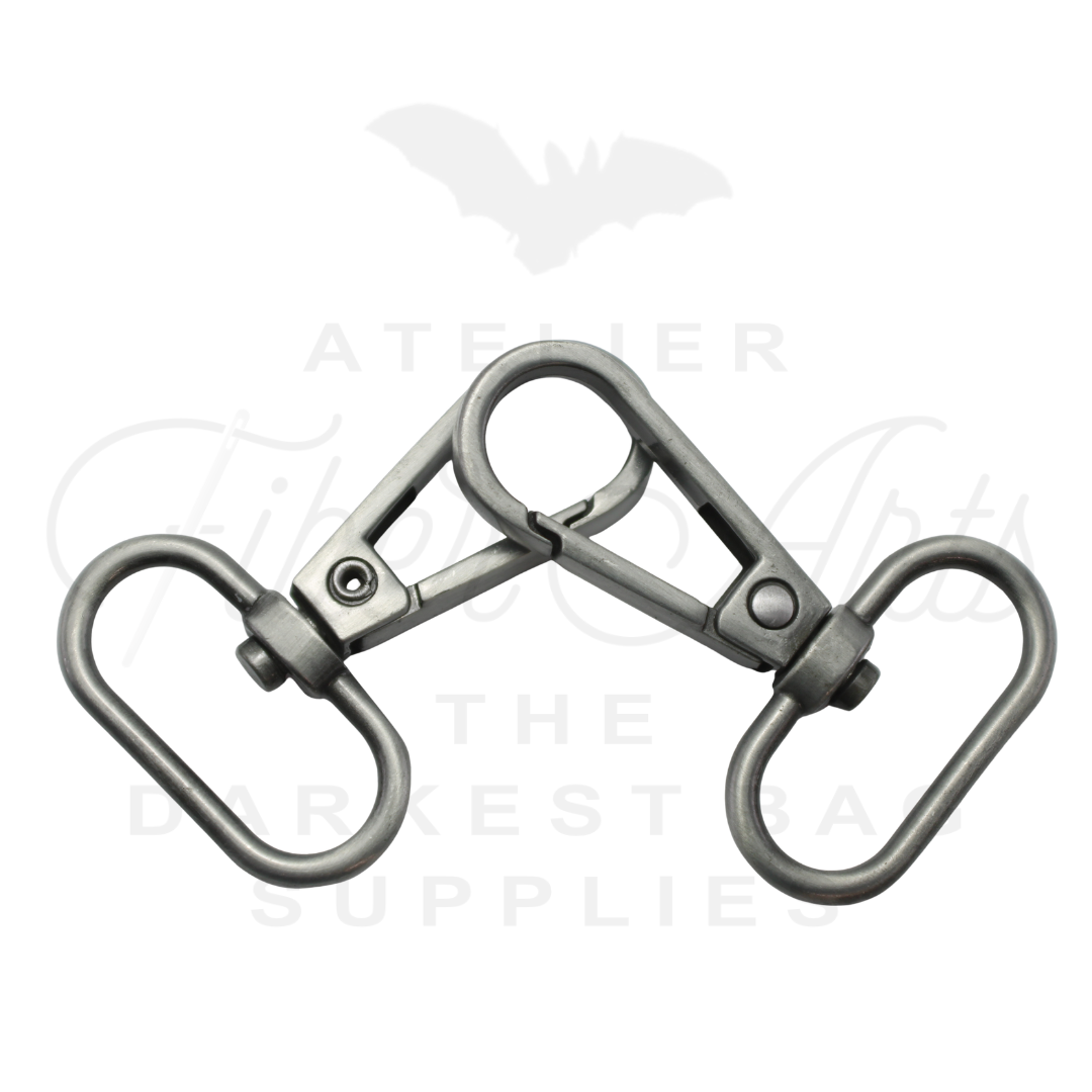 Swivel Hooks - Oval Bottom - 25mm (1in) - Antique Steel - 2 pcs at Atelier Fiber Arts