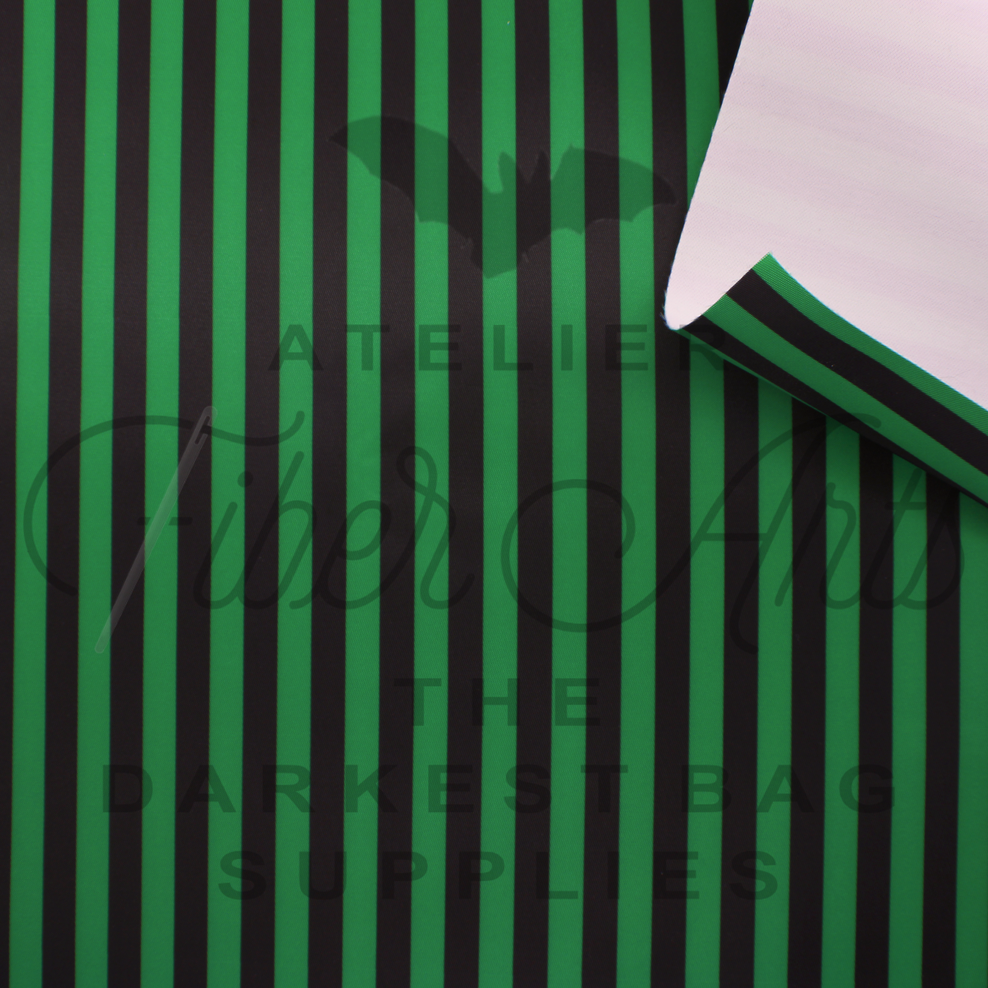 Waterproof Oxford - BJ Green and Black Stripes at Atelier Fiber Arts