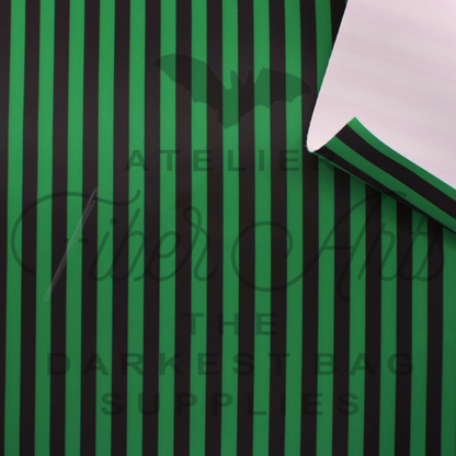Waterproof Oxford - BJ Green and Black Stripes at Atelier Fiber Arts