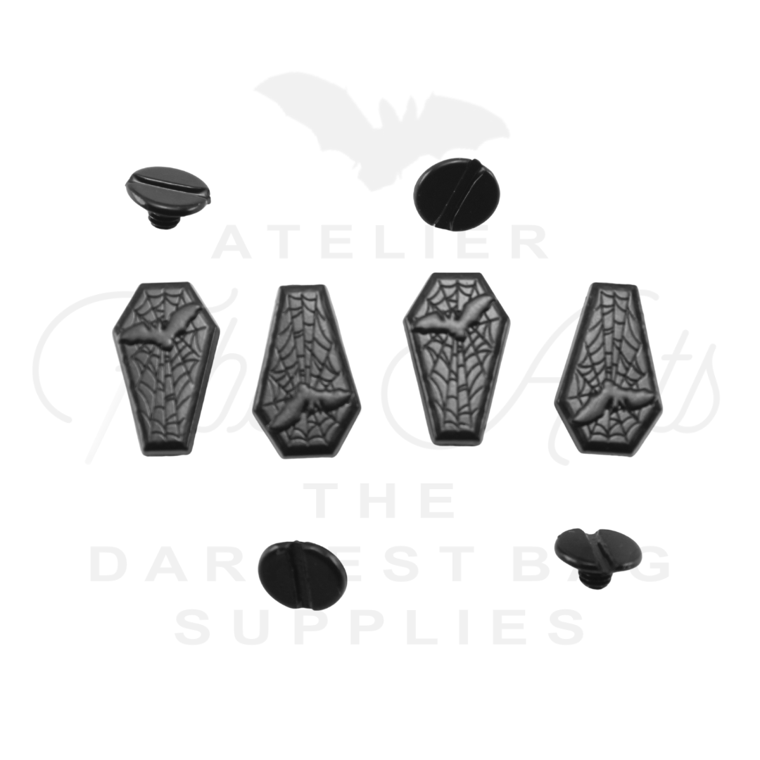 Bat Coffin Chicago Screws - Matte Black - 4-pk at Atelier Fiber Arts