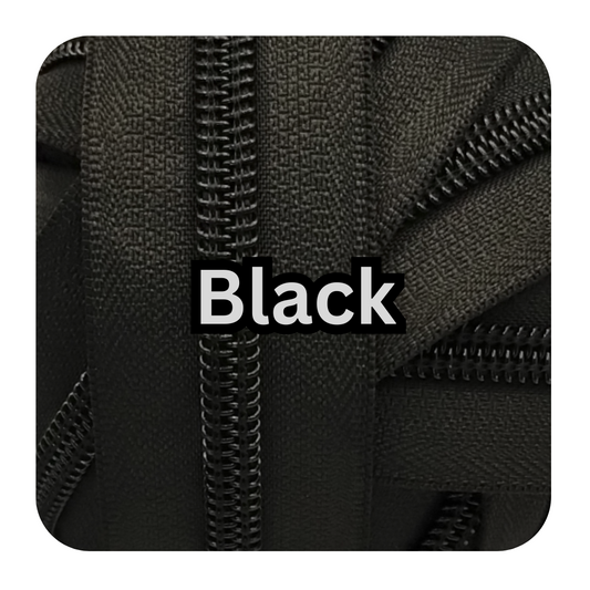 #5 Zipper - Black on Black - by the meter Atelier Fiber Arts
