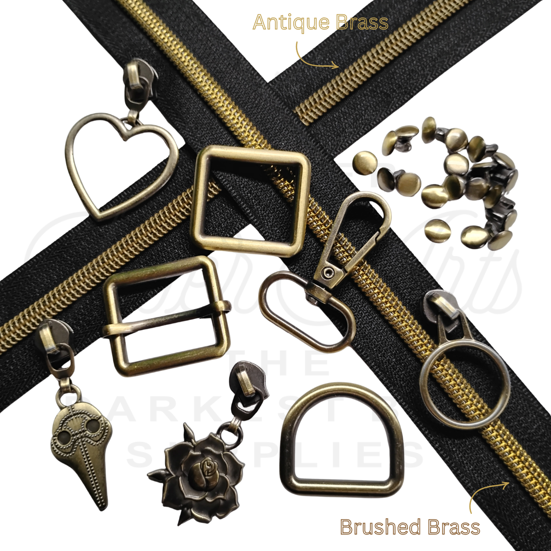 #5 Zipper - Black - Brass Teeth at Atelier Fiber Arts