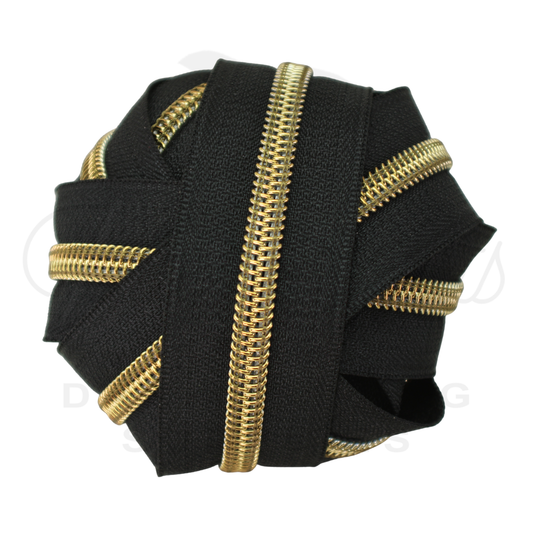 #5 Zipper - Black - Brass Teeth at Atelier Fiber Arts