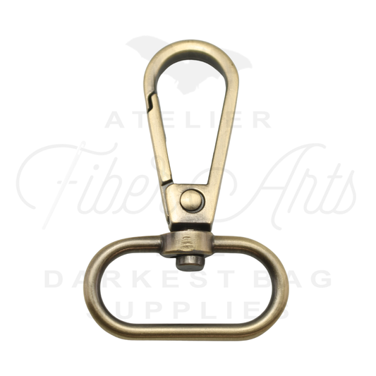 Swivel Hooks - Oval Bottom - 25mm (1in) - Brushed Brass - 2 pcs at Atelier Fiber Arts
