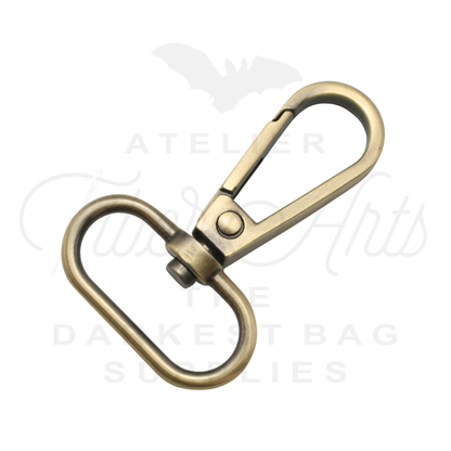 Swivel Hooks - Oval Bottom - 25mm (1in) - Brushed Brass - 2 pcs at Atelier Fiber Arts