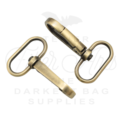 Swivel Hooks - Oval Bottom - 25mm (1in) - Brushed Brass - 2 pcs at Atelier Fiber Arts