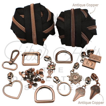 #5 Large Ring Zipper Pulls in Copper at Atelier Fiber Arts