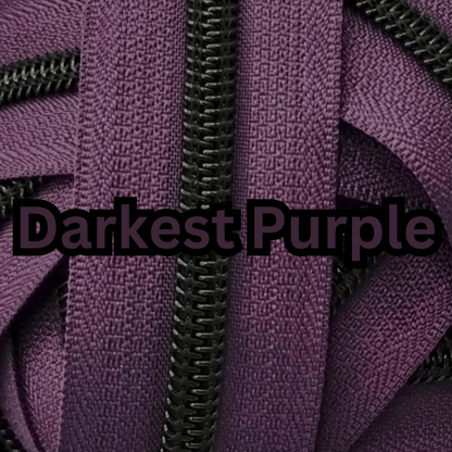 SWATCHES #5 Nylon Zipper tape, 5 inch piece (10 inch for rainbow and bats tape) Darkest Purple Atelier Fiber Arts