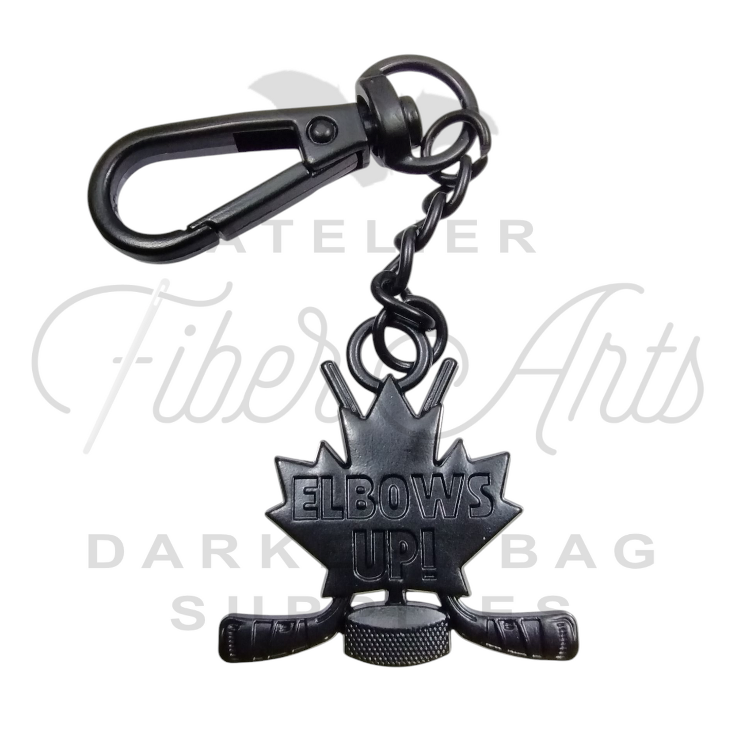 Elbows Up! Keychain/Charm in Matte Black at Atelier Fiber Arts
