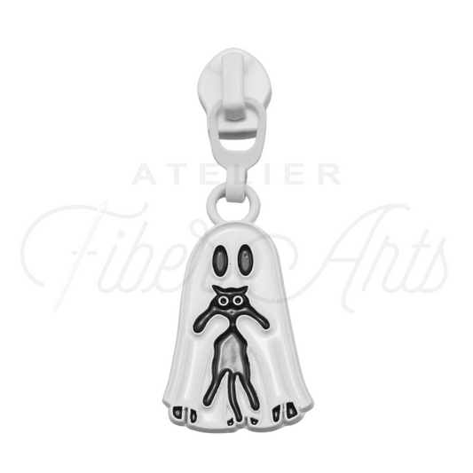 #5 Freaky Friends Zipper Pulls in Matte White and Enamel at Atelier Fiber Arts