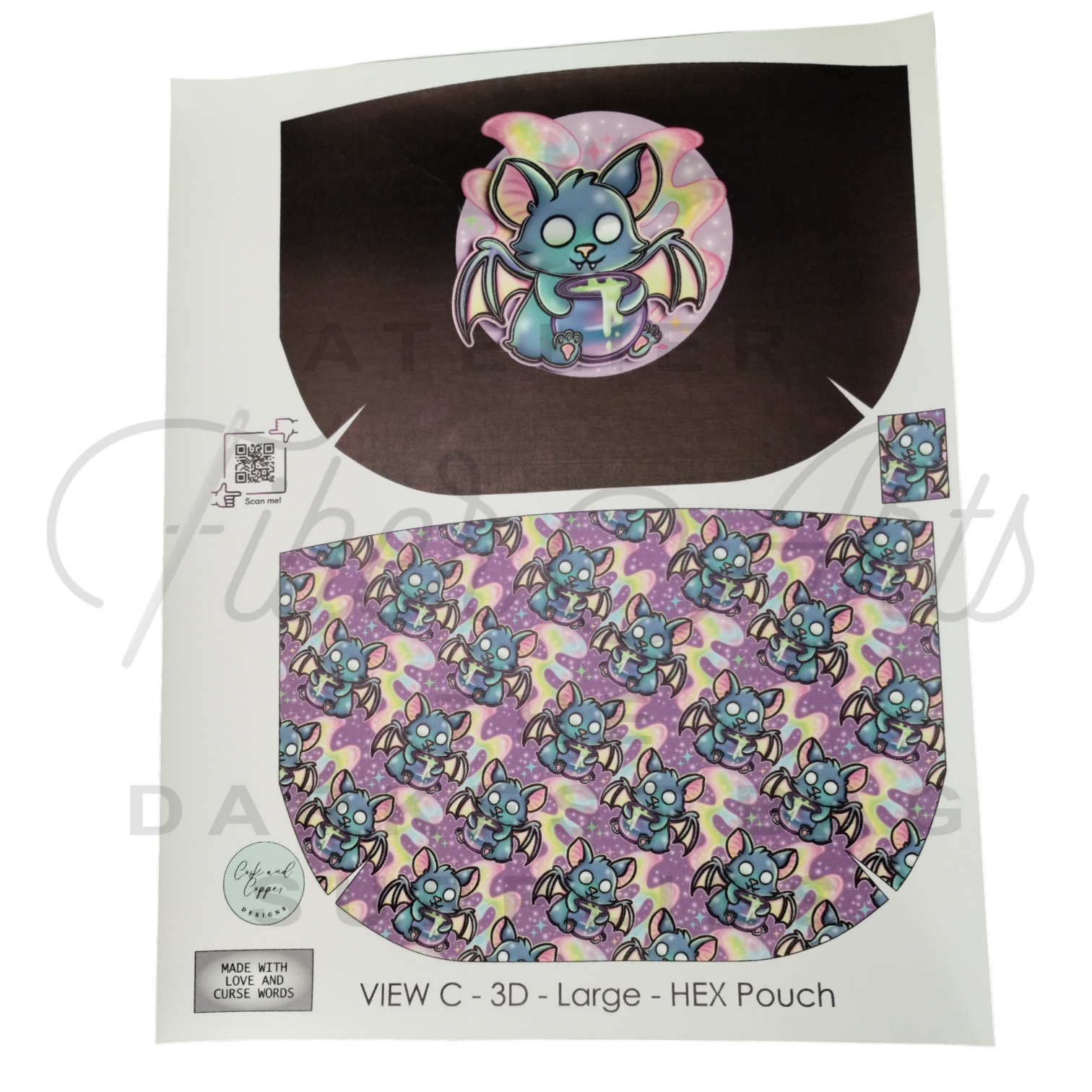 HEX Pouch View C 3D - Cut and Sew at Cork and Copper Designs