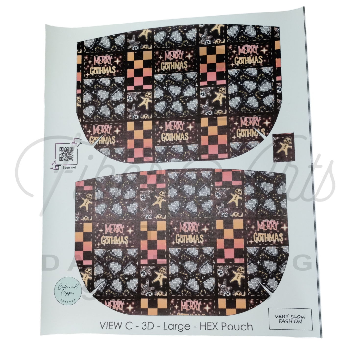 HEX Pouch View C 3D - Cut and Sew at Cork and Copper Designs