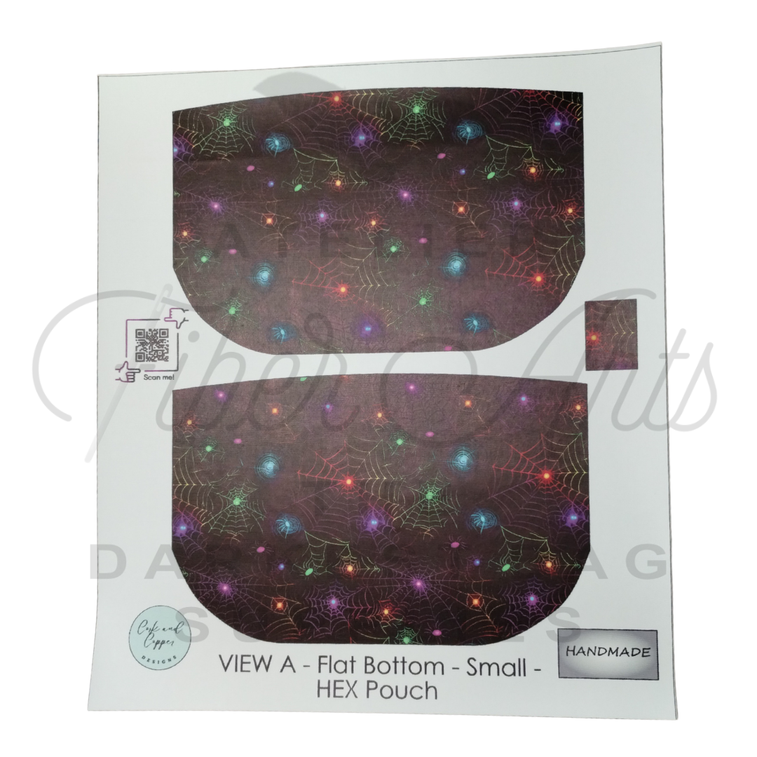 HEX Pouch View A Flat Bottom - Cut and Sew - Small - Smooth Finish - Neon Cobwebs at Cork and Copper Designs