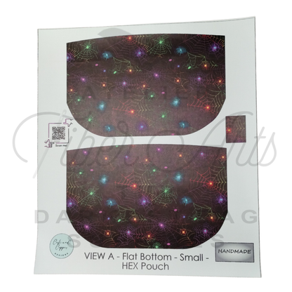 HEX Pouch View A Flat Bottom - Cut and Sew - Small - Smooth Finish - Neon Cobwebs at Cork and Copper Designs