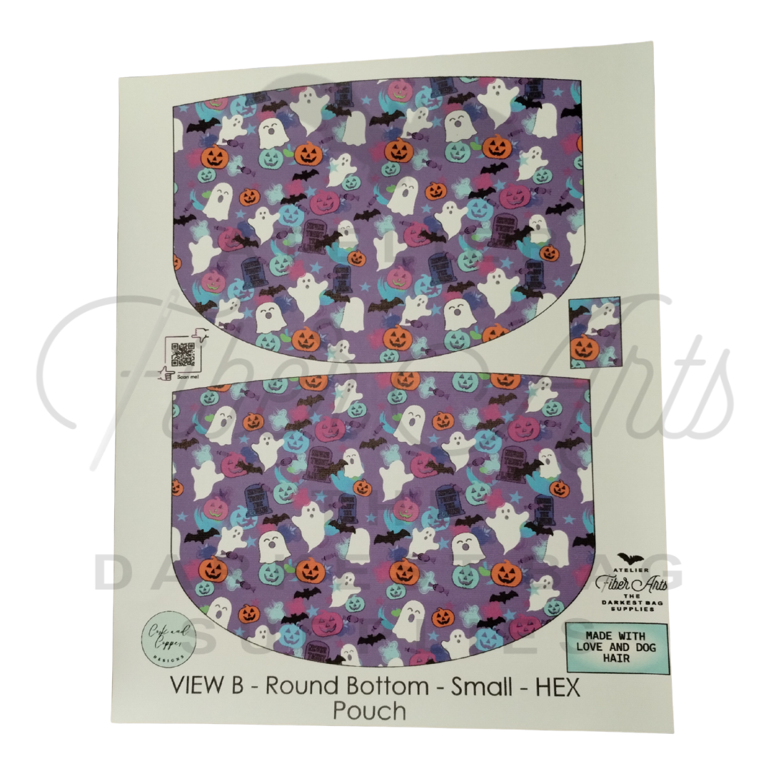 HEX Pouch View B Round Bottom - Cut and Sew - Small - Smooth Finish - Pastel Halloween at Cork and Copper Designs