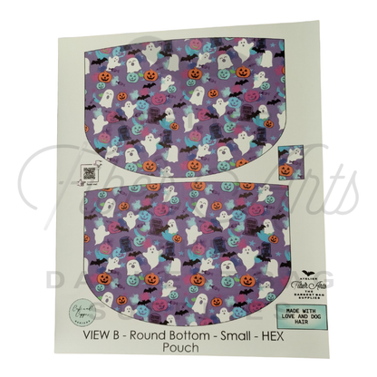 HEX Pouch View B Round Bottom - Cut and Sew - Small - Smooth Finish - Pastel Halloween at Cork and Copper Designs
