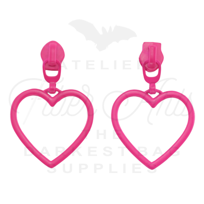 #5 Large Heart Zipper Pulls in Hot Pink at Atelier Fiber Arts