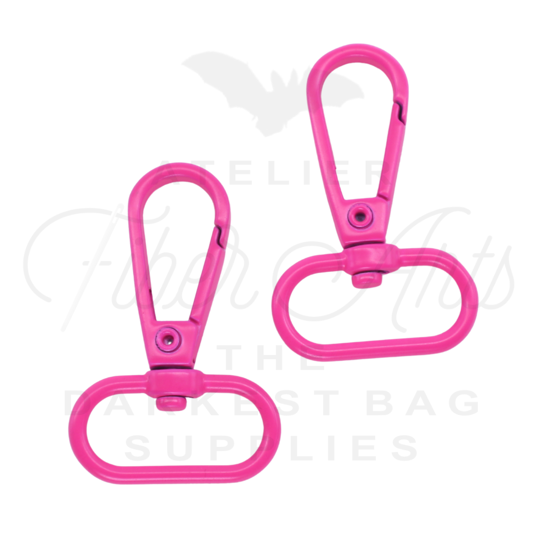 Swivel Hooks - Oval Bottom - 25mm (1in) - HOT PINK - 2 pcs at Atelier Fiber Arts