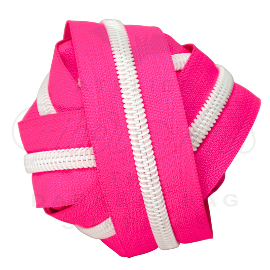 #5 Zipper - Hot Pink - White Teeth at Atelier Fiber Arts