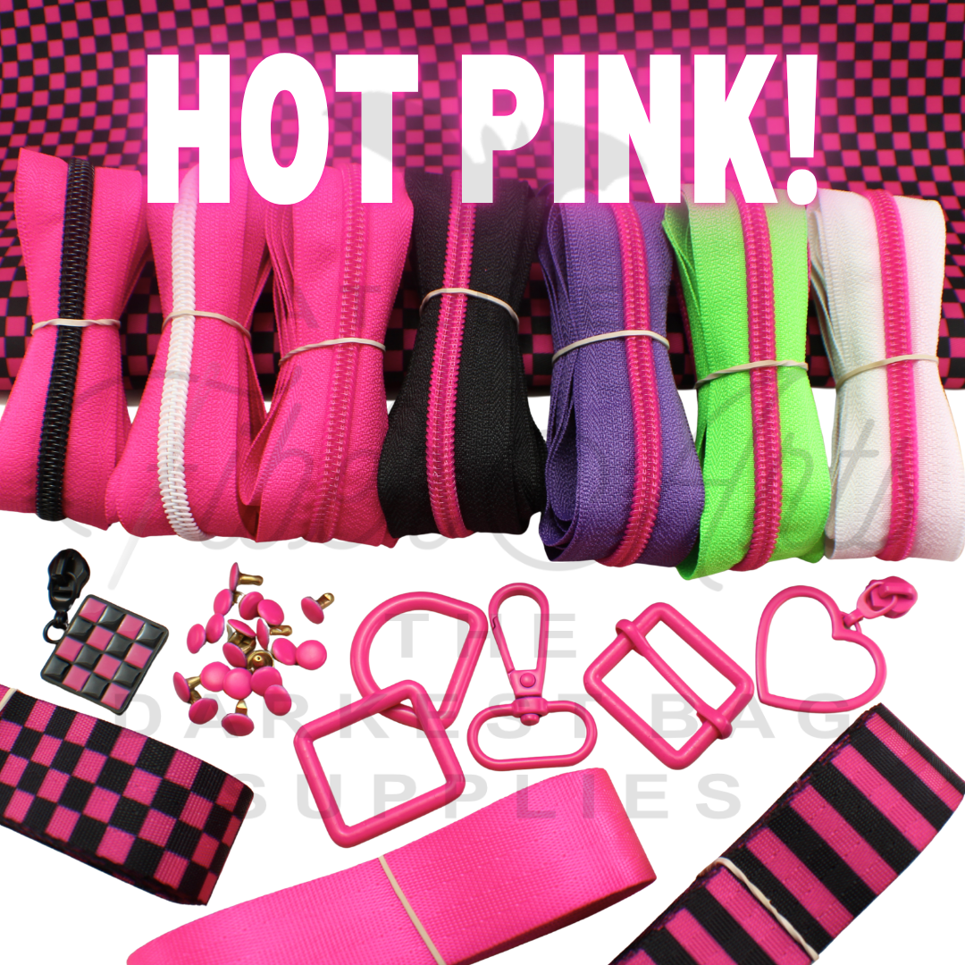 #5 Zipper - Hot Pink - Black Teeth at Atelier Fiber Arts