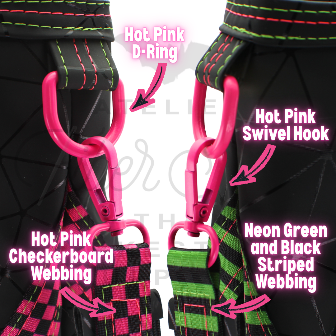 Webbing - Hot Pink Checkerboard - 25mm (1in) sold by the meter at Atelier Fiber Arts