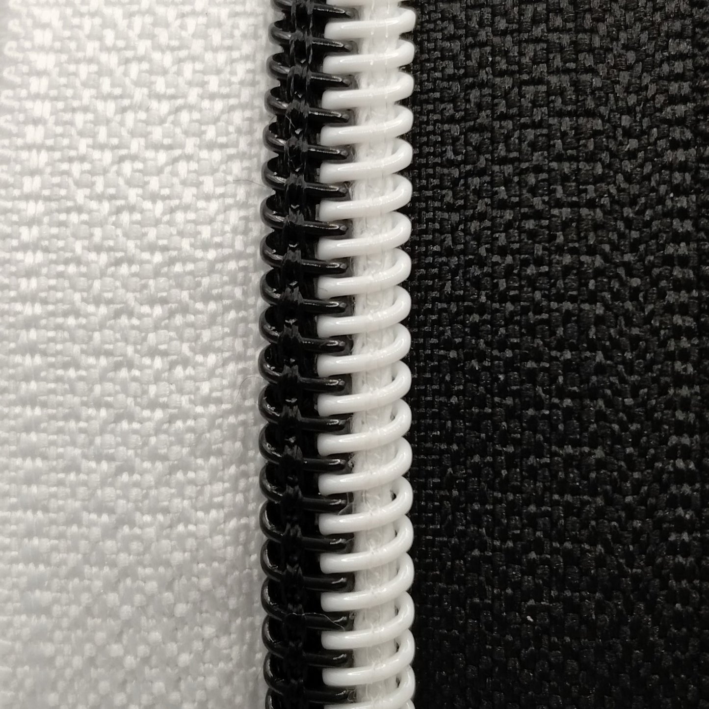 #5 Zipper - Half and Half, Black and White with Alternating Teeth - by the meter Atelier Fiber Arts