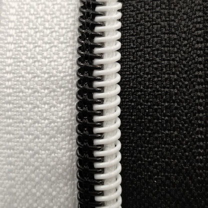 #5 Zipper - Half and Half, Black and White with Alternating Teeth - by the meter Atelier Fiber Arts