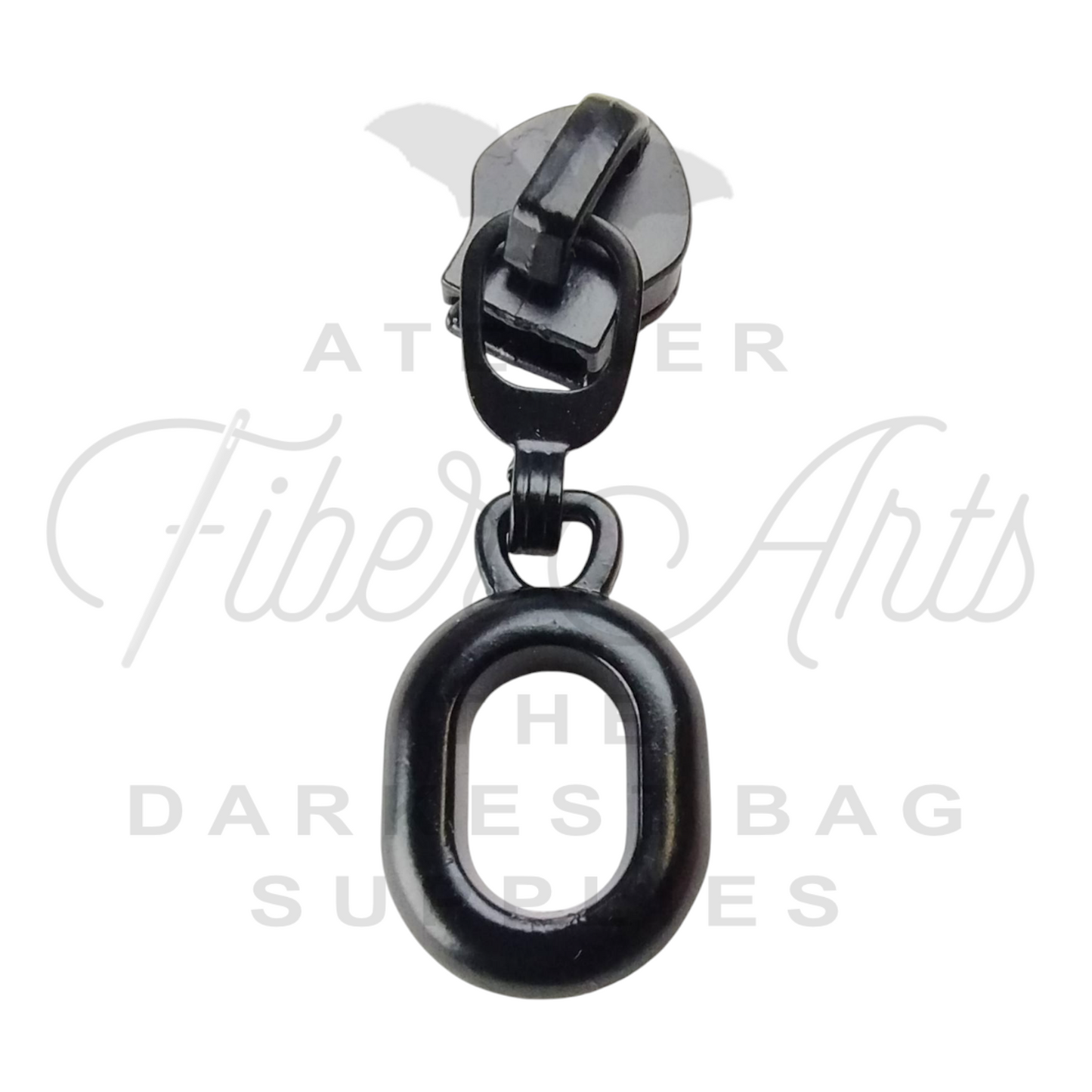 #5 Oval Zipper Pulls in Matte Black at Atelier Fiber Arts