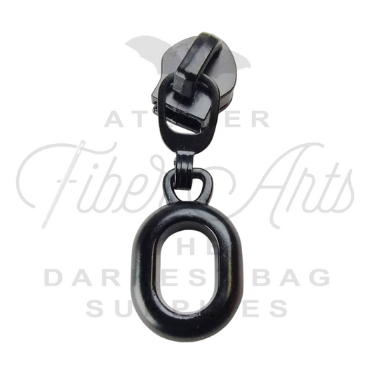 #5 Oval Zipper Pulls in Matte Black at Atelier Fiber Arts