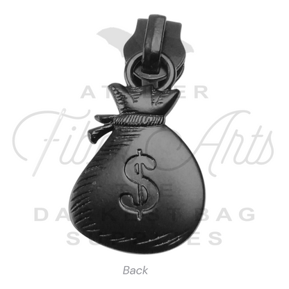 #5 I Robbed the Louvre Zipper Pulls in Matte Black at Atelier Fiber Arts