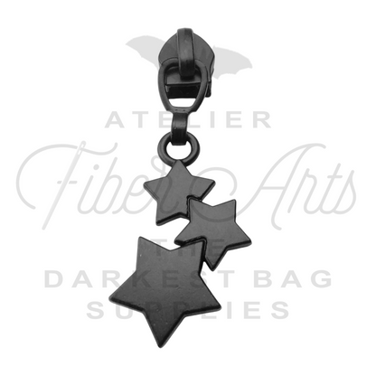 #5 Three Stars Zipper Pulls in Matte Black at Atelier Fiber Arts