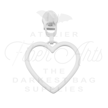 #5 Large Heart Zipper Pulls in White