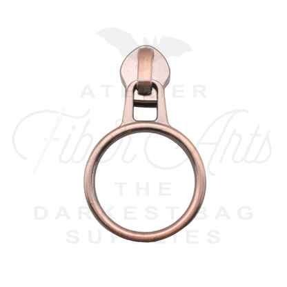 #5 Large Ring Zipper Pulls in Copper at Atelier Fiber Arts