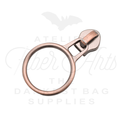 #5 Large Ring Zipper Pulls in Copper at Atelier Fiber Arts